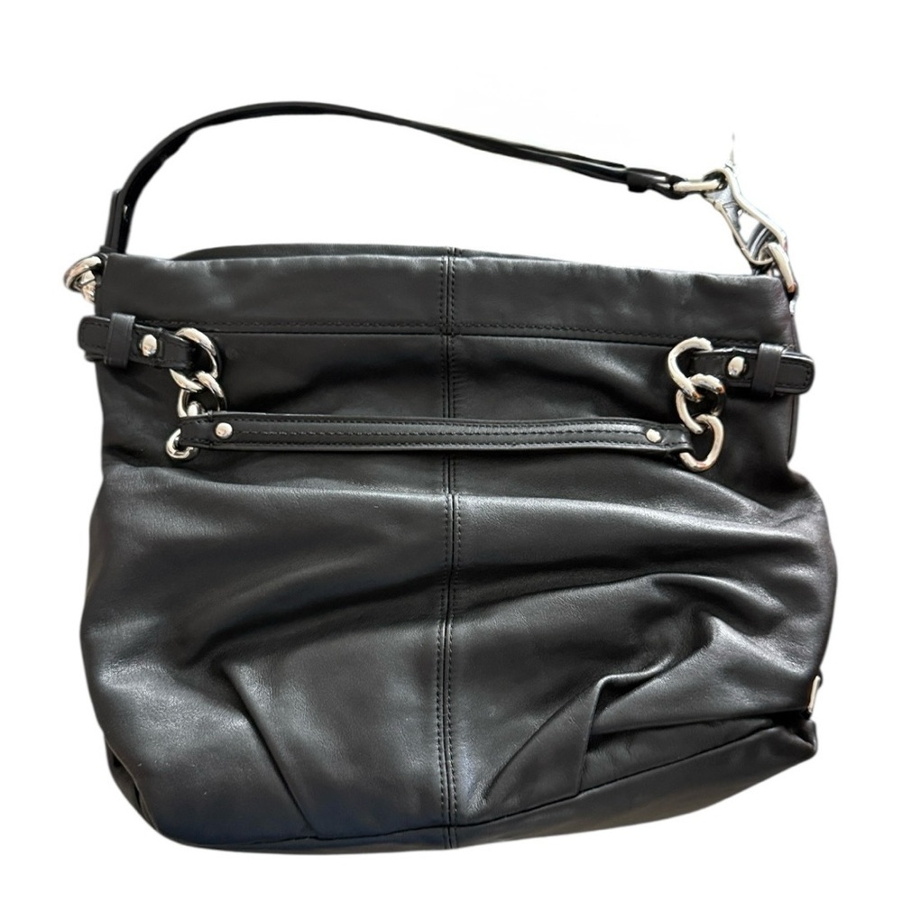 Vintage Coach Brooke #14820 Soft Leather Hobo Medium Purse Black & Silver